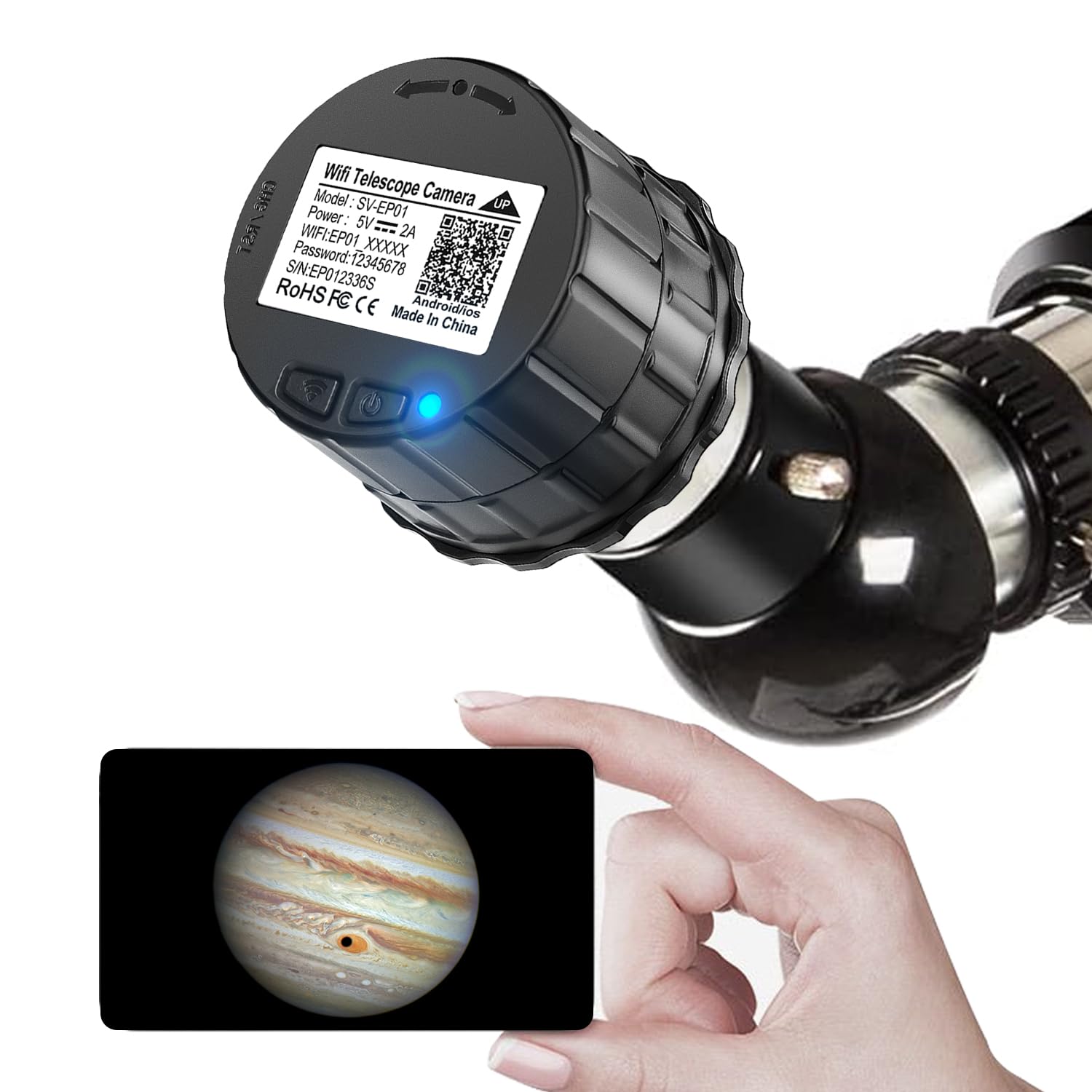 Wifi Telescope Camera   32Gb Wireless Electronic Eyepiece Supports 2K Video Recording & 16Mp Photos, Digital Telescope Camera Fo